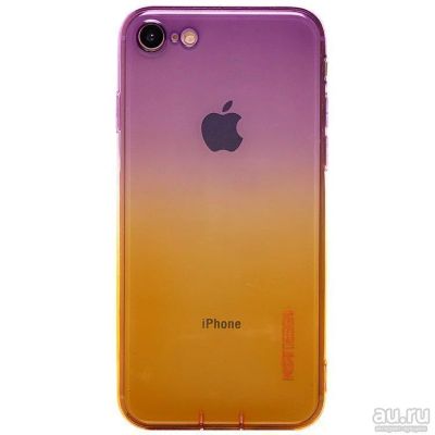 Лот: 12988300. Фото: 1. Чехол iPhone 7/ 8 Силикон Фиолетово-оранжевый... Чехлы, бамперы