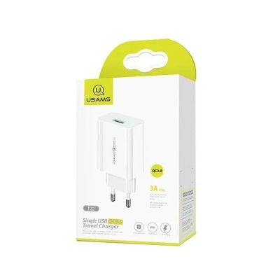 Лот: 22150619. Фото: 1. СЗУ USAMS T22 Single USB QC3.0... Зарядные устройства, блоки питания, адаптеры сетевые для смартфонов