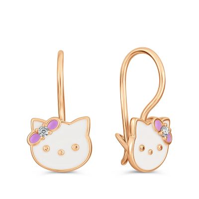 Лот: 23841161. Фото: 1. Серебряные детские серьги Кошка... Серьги, каффы