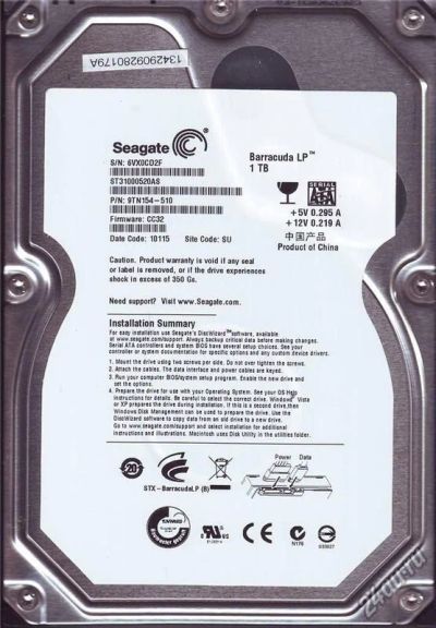 Лот: 6044749. Фото: 1. Жесткий диск Seagate ST31000520AS... Жёсткие диски (HDD)