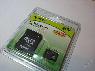 Лот: 1164334. Фото: 1. MicroSD/ SDHC 8 GB Карта памяти... Карты памяти