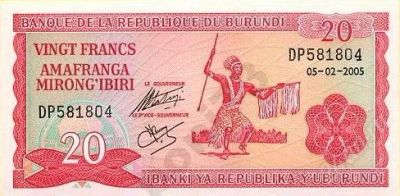 Лот: 36183. Фото: 1. Африка. Бурунди. 20 франков 2005г... Африка