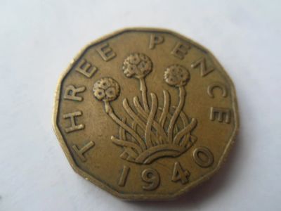 Лот: 5379531. Фото: 1. Великобритания 3 пенса 1940. Великобритания и острова