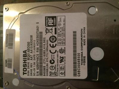 Лот: 4977205. Фото: 1. Toshiba 500gb. Жёсткие диски (HDD)