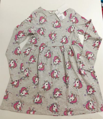 Лот: 14474849. Фото: 1. Трикотажное платье H&M с единорогами. Платья, сарафаны