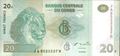 Лот: 10792773. Фото: 1. Конго. 20 франков 2003г. Идеал... Африка