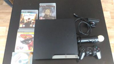 Лот: 9911120. Фото: 1. PlayStation 3 slim + Move Starter... Игровые приставки, консоли