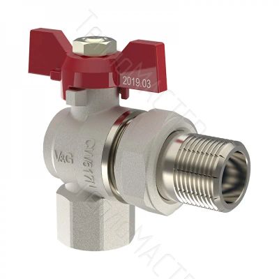 Лот: 24898503. Фото: 1. V&G Кран шаровой угловой с американкой... Запорная и предохранительная арматура