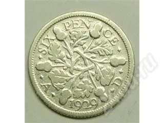 Лот: 22597. Фото: 1. Великобритания. 6 пенсов 1929г... Красноярск