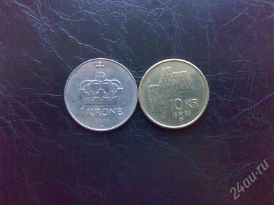 Лот: 626359. Фото: 1. Норвегия. 1 и 10 крон. 1995-96... Европа
