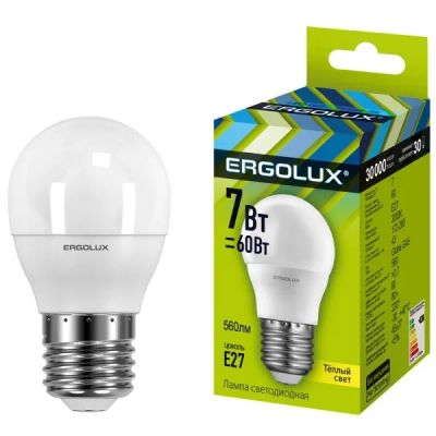 Лот: 24441280. Фото: 1. Светодиодная лампа Ergolux LED-G45-7W-E27-3K. Лампочки