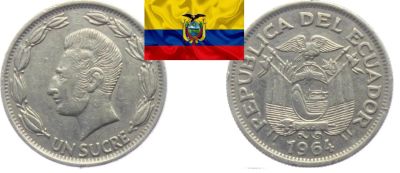 Лот: 19279561. Фото: 1. Эквадор 1 сукре 1964 первый год... Америка