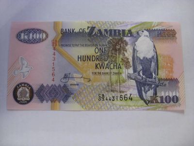 Лот: 6372050. Фото: 1. Замбия, 100 квача 2008 года. Новая... Африка