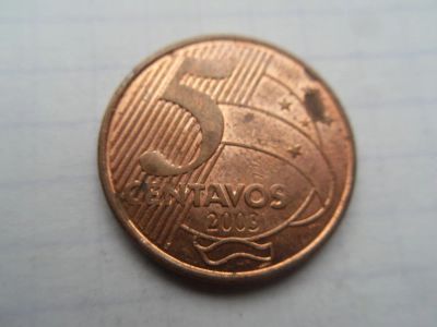 Лот: 9920080. Фото: 1. Бразилия 5 сентаво 2003. Америка