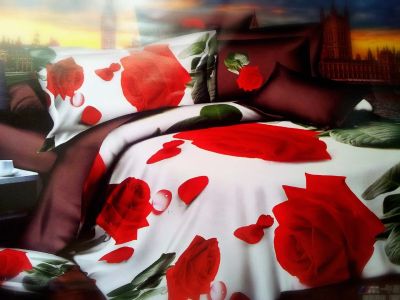 Лот: 4129837. Фото: 1. Постельное белье 3D Rose on white. Постельное бельё