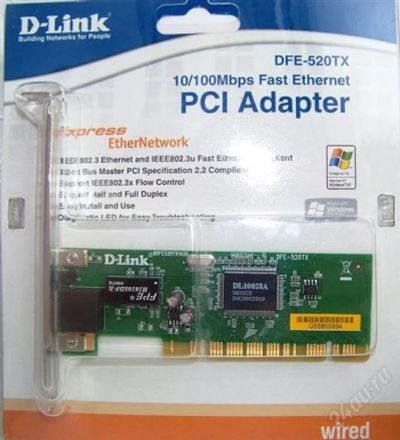 Лот: 1215593. Фото: 1. Сетевой адаптер PCI D-Link DFE-520TX... Сетевые карты