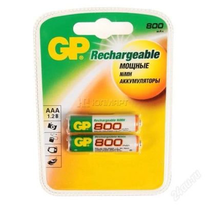 Лот: 1395697. Фото: 1. Аккумуляторы GP HR3 AAA 800mAh. Батарейки, аккумуляторы, элементы питания