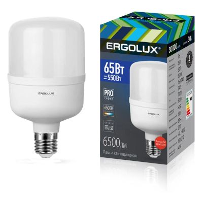Лот: 24540895. Фото: 1. Светодиодная лампа Ergolux LED-HW-65W-E40-6K... Лампочки