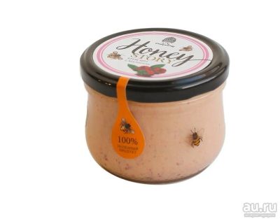 Лот: 13825871. Фото: 1. Крем-мёд с малиной, 220 г. Мёд, продукты пчеловодства