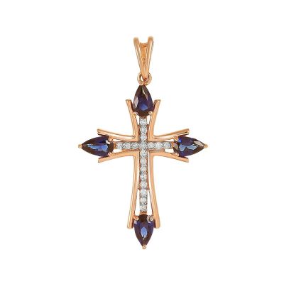 Лот: 23875346. Фото: 1. Подвеска-крестик TALANT из золота... Кулоны, подвески