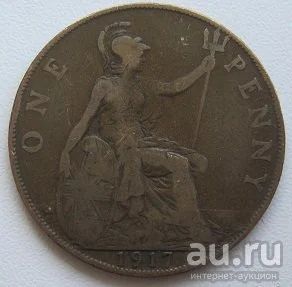 Лот: 13605965. Фото: 1. Великобритания 1 пенни 1917... Великобритания и острова