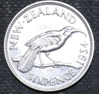 Лот: 11236864. Фото: 1. Новая Зеландия.6 пенсов. 1934... Остальные страны