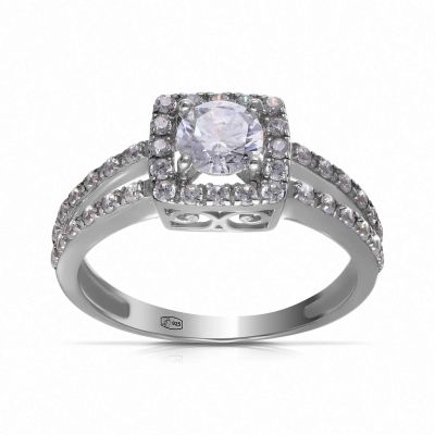 Лот: 23885083. Фото: 1. Кольцо из серебра с фианитами. Кольца, перстни