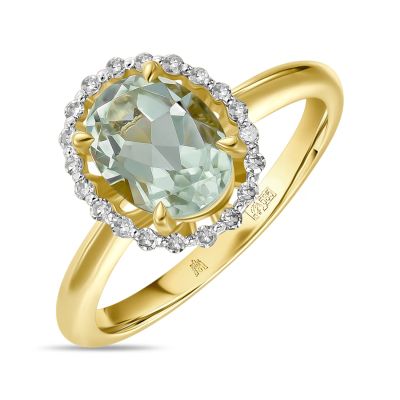 Лот: 24650253. Фото: 1. Кольцо с аметистом и бриллиантами. Кольца, перстни