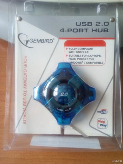 Лот: 16083615. Фото: 1. Флешка USB 2,0 4-PORT HUB новая. Шлейфы, кабели, переходники