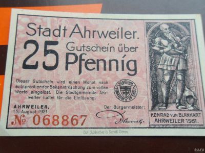 Лот: 17013068. Фото: 1. 25 пфеннигов 1921 Арвайлер. Германия. Германия и Австрия