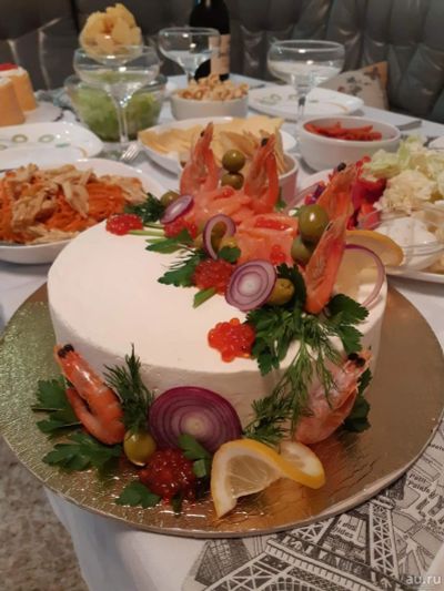 Лот: 13443433. Фото: 1. Торт - салат "Рыбный король". Подарки на 23 февраля