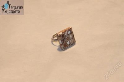 Лот: 587576. Фото: 1. Кольцо квадратное "Коричневые... Кольца, перстни