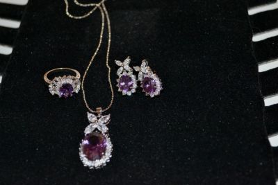 Лот: 4974062. Фото: 1. Набор серьги+кольцо+цепочка с... Колье