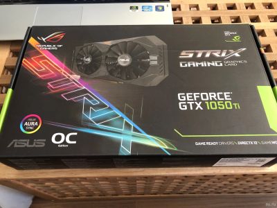Лот: 13682532. Фото: 1. Видеокарта ASUS PCI-E STRIX-GTX1050TI-O4G-GAMiNG. Видеокарты