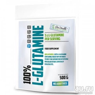 Лот: 9588930. Фото: 1. 100% Glutamine 500 гр Biohealth... Спортивное питание, витамины
