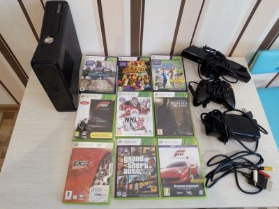 Лот: 12498235. Фото: 1. Xbox 360 250 GB+кинект+ 9 дисков. Игровые приставки, консоли