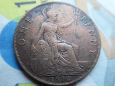 Лот: 18624114. Фото: 1. Великобритания 1 пенни 1914. Великобритания и острова