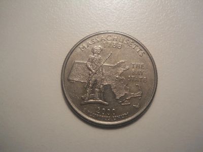 Лот: 5296523. Фото: 1. 25 центов США (квотер). Штат Массачусетс... Америка
