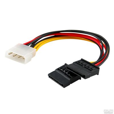 Лот: 15038874. Фото: 1. Кабель Molex to 2x SATA 0,2м VCOM... Шлейфы, кабели, переходники