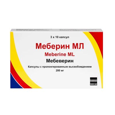Лот: 24889669. Фото: 1. Мебеверин МЛ капс.пролонг. 200мг... Лекарства