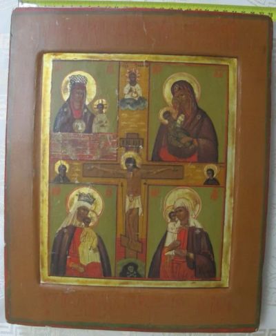 Лот: 14577074. Фото: 1. икона четырехчастник,казачья,19... Иконы