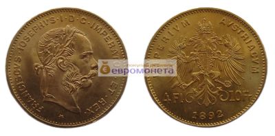 Лот: 19267699. Фото: 1. Австрия 4 флорина 10 франков 1892... Германия и Австрия