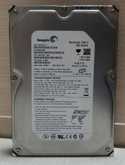 Лот: 18663522. Фото: 1. HDD для компьютера 250 Гб, Sata... Жёсткие диски (HDD)