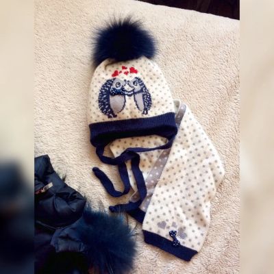 Лот: 5925474. Фото: 1. Комплект шапочки+шарфик, помпон... Головные уборы