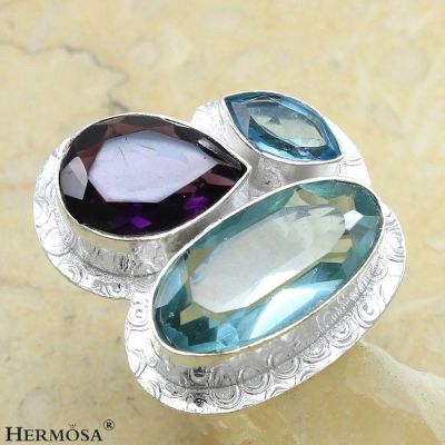Лот: 4994453. Фото: 1. Кольцо.Топаз.Аметист. Кольца, перстни