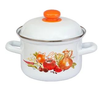 Лот: 15610683. Фото: 1. Кастрюля эмалированная 1,5л цилиндр... Кастрюли