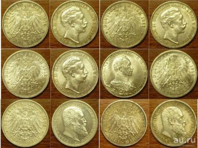 Лот: 12780259. Фото: 1. 10 серебряных монет 3 и 5 марок... Европа
