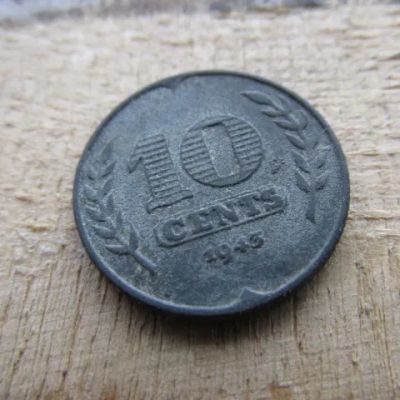 Лот: 24889063. Фото: 1. Монета 10 цент Нидерланды 1943... Европа