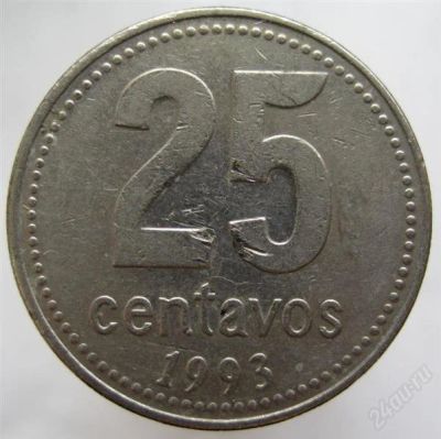 Лот: 1813660. Фото: 1. vz Аргентина 25 сентаво 1993. Америка