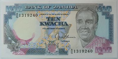 Лот: 5530169. Фото: 1. R Замбия 10 квач 1989-91, UNC. Африка